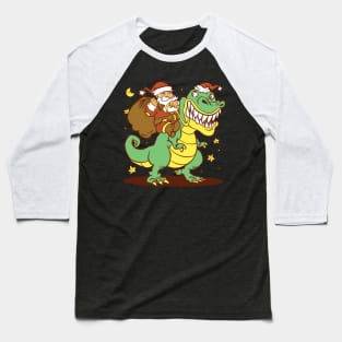 Funny Santa riding T-rex Baseball T-Shirt